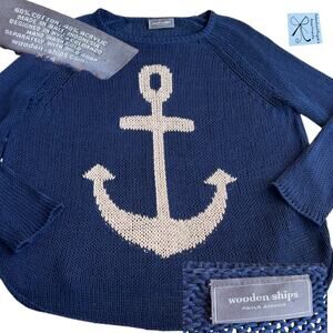 Wooden Ships Paola Buendia Anchor Knit Sweater Sz XS As-Is